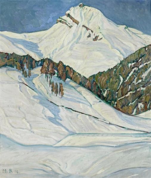 Mountain Landscape In The Winter Oil Painting by Max Burgmeier