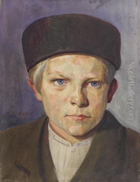 Portrait Of A Boy Oil Painting by Max Alfred Buri