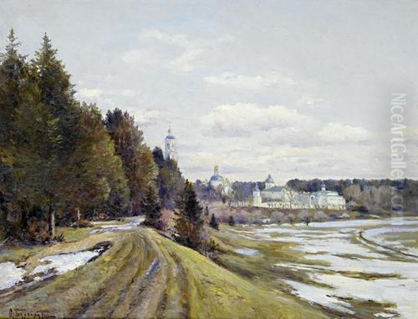 Spring Landscape On The Volga Oil Painting by Fedor Karlovich Burkhardt