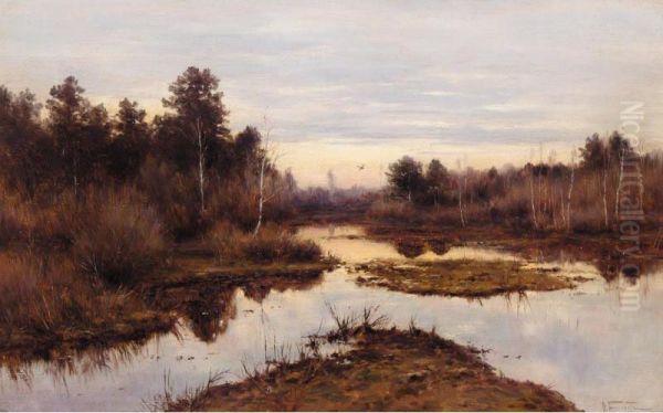 Autumn Landscape Oil Painting by Fedor Karlovich Burkhardt