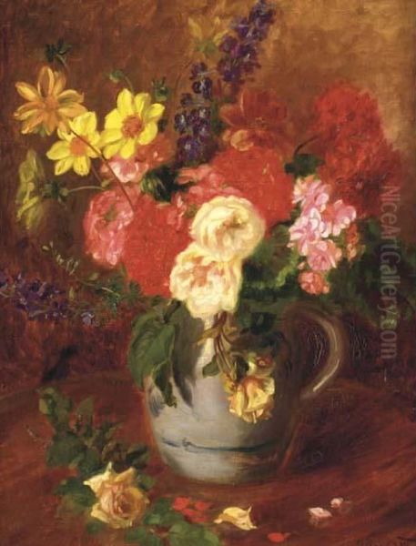 Bouquet De Fleurs Oil Painting by Hedwig Burkhardt