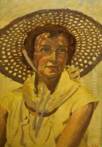 Head And Shoulders Portrait Of A Lady In Yellow Dress Oil Painting by Averil Mary Burleigh