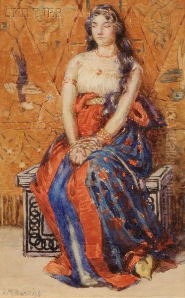 Portrait Of A Seated Odalisque Oil Painting by Sydney Richmond Burleigh