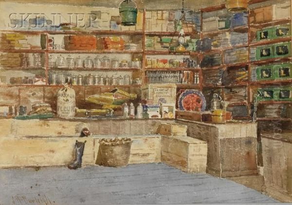 Interior Of A Country Store Oil Painting by Sydney Richmond Burleigh