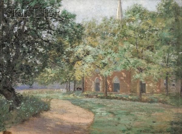 Old Stone Church, Saddle River Oil Painting by Charles Albert Burlingame