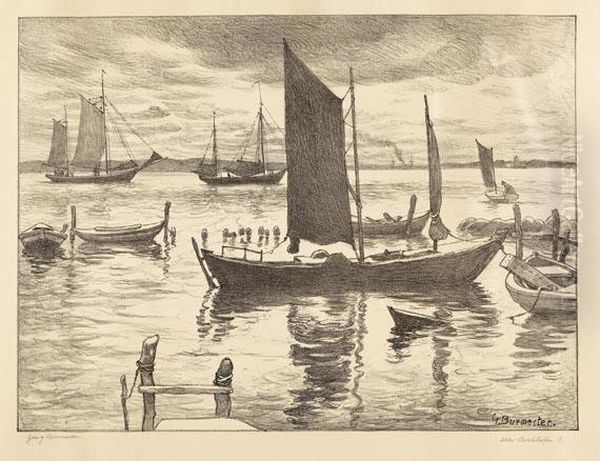 Alter Bootshafen 1, Kieler Bucht Oil Painting by Georg Burmester