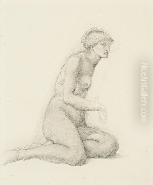 Study Of A Seated Female Figure For 'the Garden Of Pan' Oil Painting by Sir Edward Coley Burne-Jones