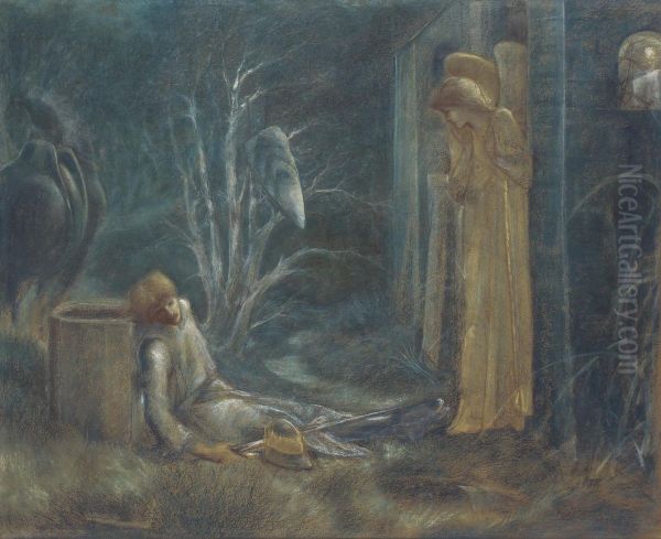 The Dream Of Lancelot Oil Painting by Sir Edward Coley Burne-Jones