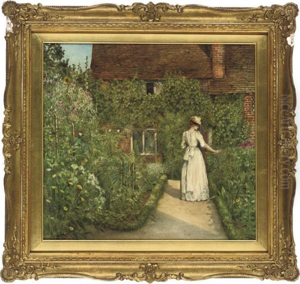 A Surrey Garden Oil Painting by Sir Edward Coley Burne-Jones