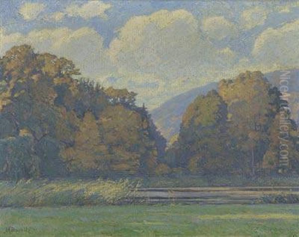 Flussbiegung An Einem Sonnigen Herbsttag Oil Painting by Rudolf Hans Burnitz