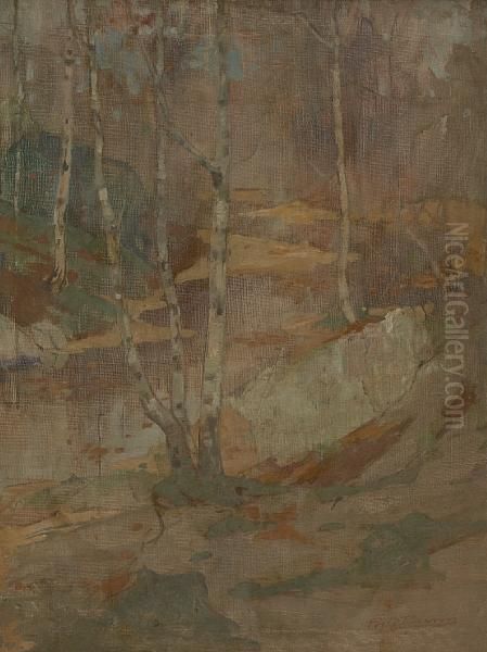 Silver Birches Oil Painting by Robert Burns