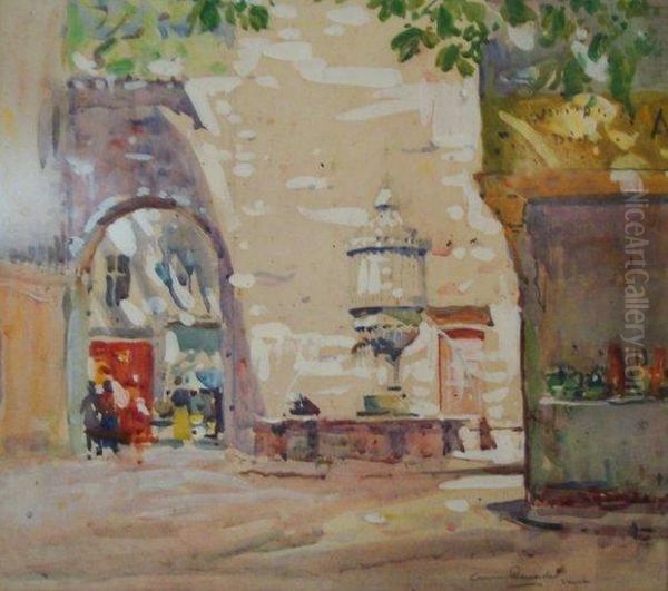 Place De Vence Oil Painting by Cameron Burnside