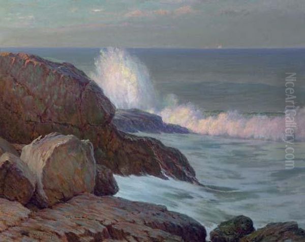 Rocky Coast Oil Painting by William Partridge Burpee