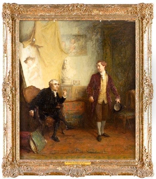 Sir Joshua Reynolds Nel Suo Studio Con Oliver Goldsmith Oil Painting by Alexander Hohenlohe Burr