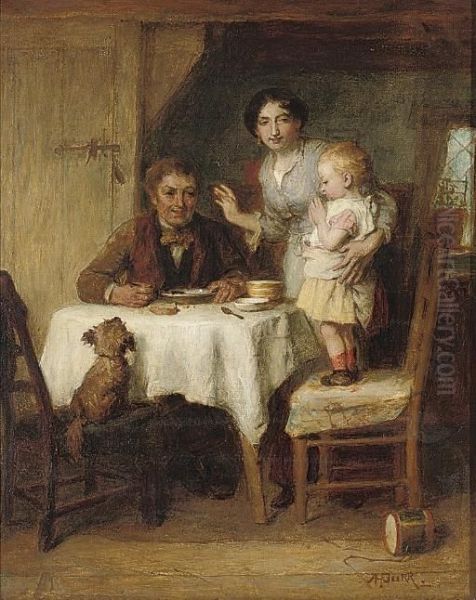 Grace Before Dinner Oil Painting by Alexander Hohenlohe Burr