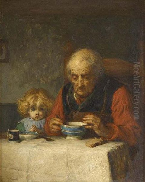 Grace Before Meal Oil Painting by Alexander Hohenlohe Burr