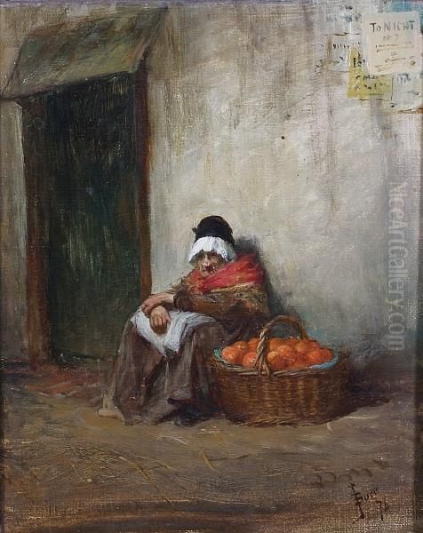 An Orange Merchant Oil Painting by John P. Burr