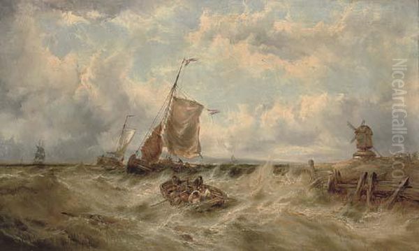 A Stiff Breeze Off The Low Countries Oil Painting by James Burrell