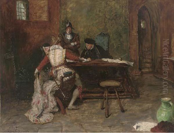 Signing The Charter Oil Painting by A. Leicester Burroughs