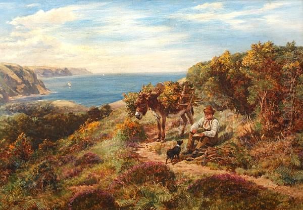 Gorse Cutting, Isle Of Wight Oil Painting by Charles Thomas Burt