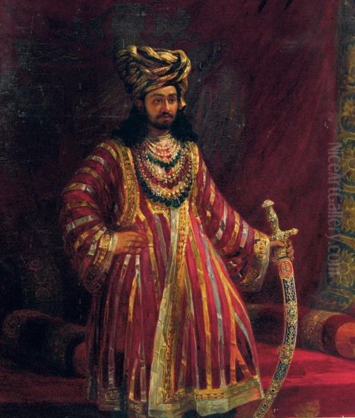 Portrait Of H.h. Rukn Ud-daula Oil Painting by Clare Burton