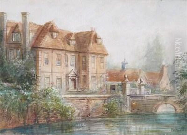 A Mansion By A River Oil Painting by Frederick William Burton