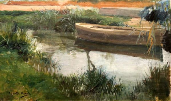 Boat in the Albufera of Valencia Oil Painting by Joaquin Sorolla