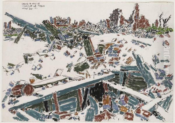 Entrance to Cellar Shelter, Monchy le Preux Oil Painting by David Milne