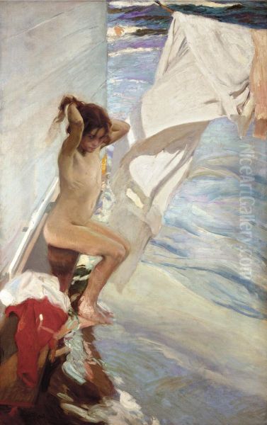 Before Bathing Oil Painting by Joaquin Sorolla