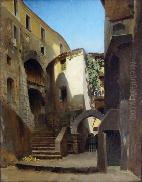 Street in Italy Oil Painting by Fyodor Bronnikov