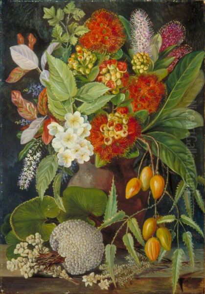 New Zealand Flowers and Fruit Oil Painting by Marianne North