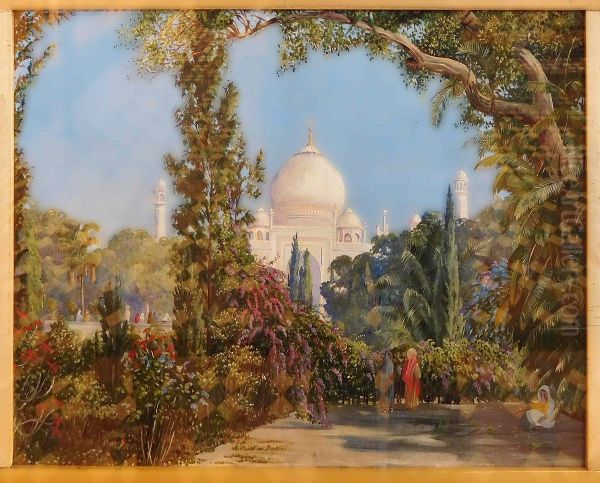 View of the Taj Mahal at Agra, North West India Oil Painting by Marianne North