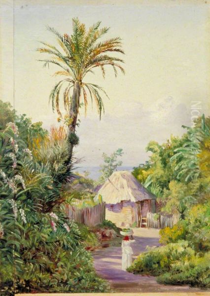 Date Palm and Hut near Craigton, Jamaica Oil Painting by Marianne North