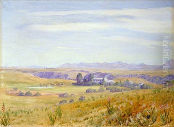 View of Cadle's Hotel and the Kloof Beyond near Grahamstown Oil Painting by Marianne North