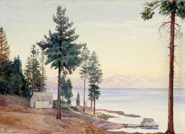 A View of Lake Tahoe and Nevada Mountains, California Oil Painting by Marianne North