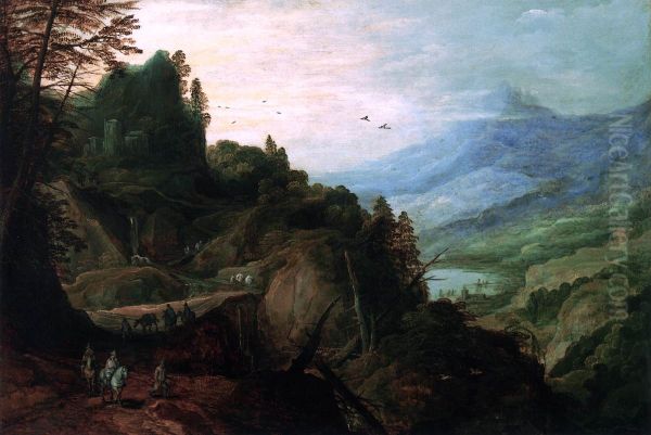 Landscape with a Mountain Pass Oil Painting by Joos de Momper the Younger