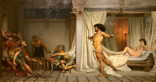 Samson rompant ses liens Oil Painting by Pierre-Paul-Leon Glaize