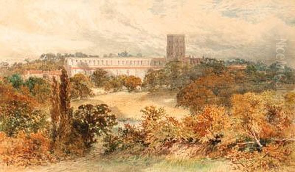 St Albans Abbey Oil Painting by William Paton Burton