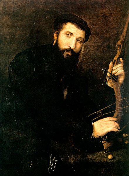 Ritratto di balestriere (Mastro Battista di Rocca Contrada) Oil Painting by Lorenzo Lotto