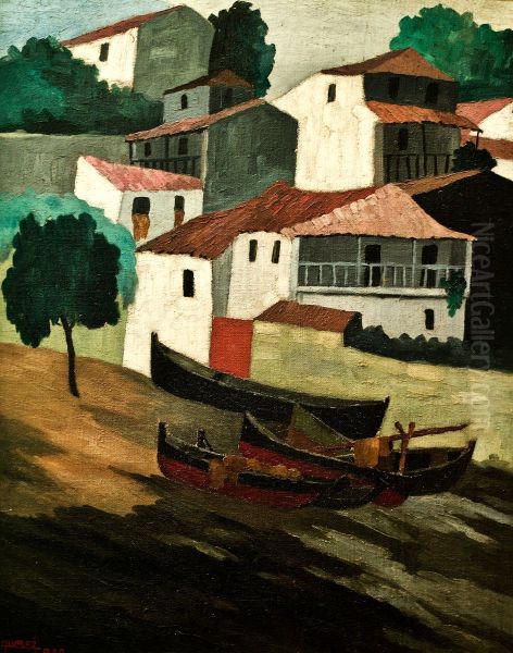 Bairro de pescadores Oil Painting by Dominguez Alvarez