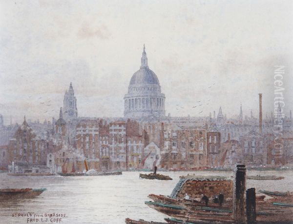 St Paul's from Bankside Oil Painting by Frederick Edward Joseph Goff