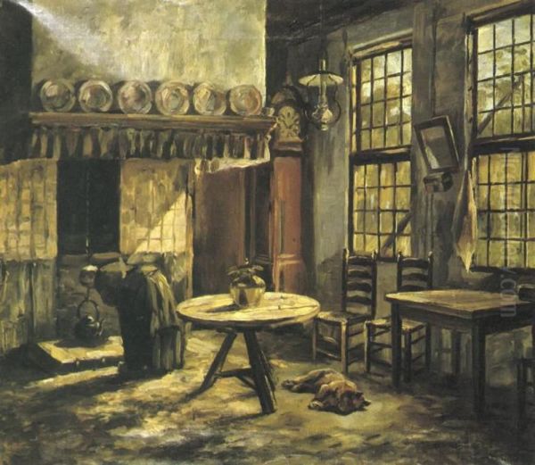 Farm interior with hearth in the Achterhoek Oil Painting by Piet Mondrian