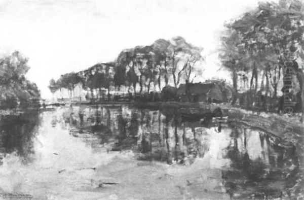 Farmstead with long row of trees on the Gein Oil Painting by Piet Mondrian