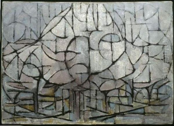 Flowering trees Oil Painting by Piet Mondrian