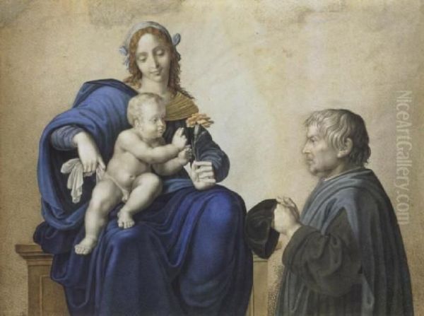 Madonna Mit Kind Und Stifter Oil Painting by Johann Friedrich Bury