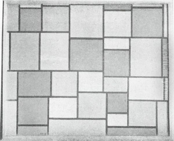 Composition with color planes and gray lines 3 Oil Painting by Piet Mondrian