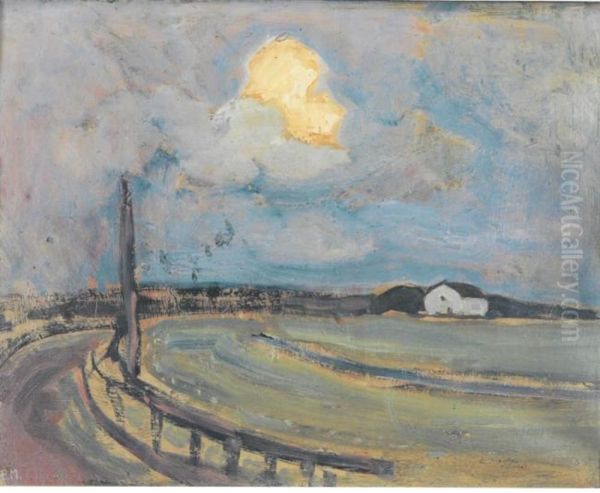 Evening Oil Painting by Piet Mondrian