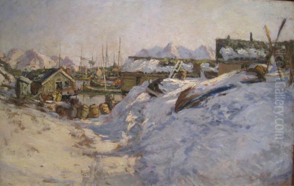 Winter in Lofoten Oil Painting by Gunnar Berg