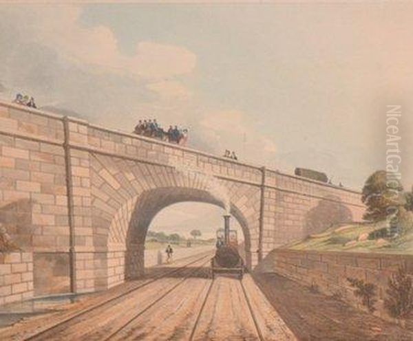 Viaduct Across The Sankey Valley Oil Painting by Thomas Talbot Bury