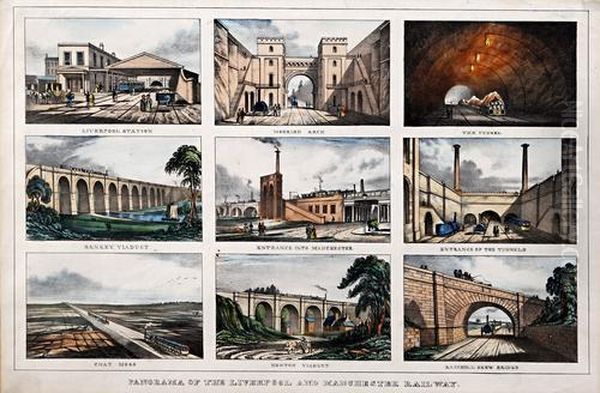 Panorama Of The Liverpool And Manchester Railway Oil Painting by Thomas Talbot Bury